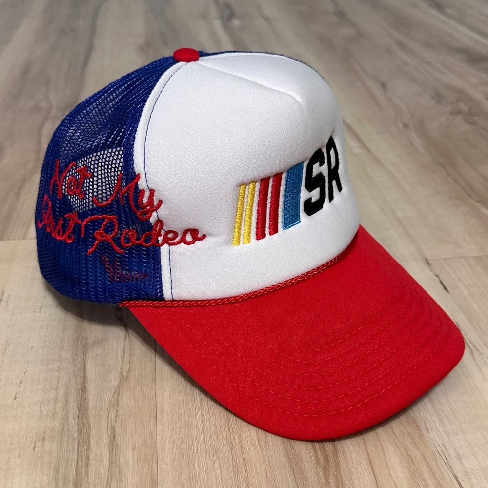 RARE STEVENSON RANCH x NASCAR RACING TRUCKER HAT CAP SR‎ NMFR NOT MY FIRST RODEO